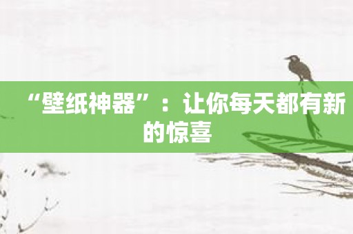 “壁纸神器”：让你每天都有新的惊喜