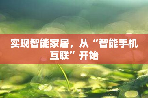 实现智能家居，从“智能手机互联”开始