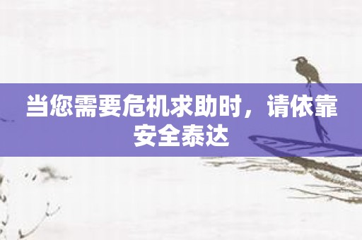 当您需要危机求助时，请依靠安全泰达