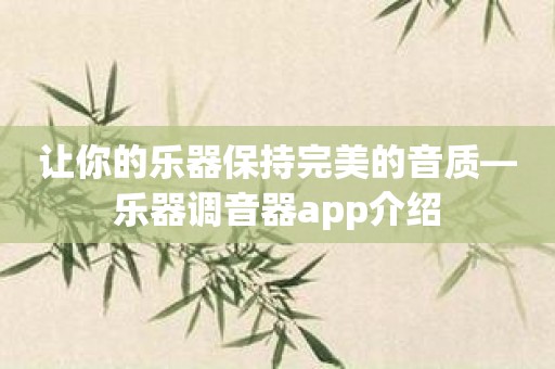 让你的乐器保持完美的音质—乐器调音器app介绍