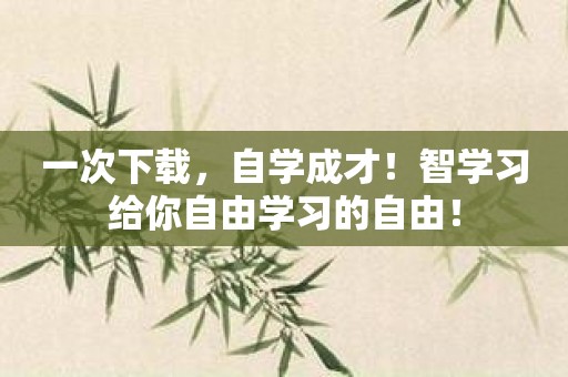 一次下载，自学成才！智学习给你自由学习的自由！