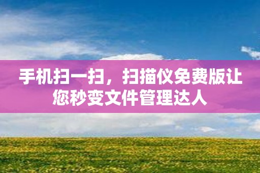 手机扫一扫，扫描仪免费版让您秒变文件管理达人