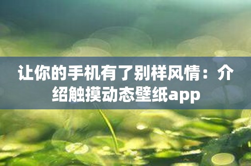 让你的手机有了别样风情：介绍触摸动态壁纸app