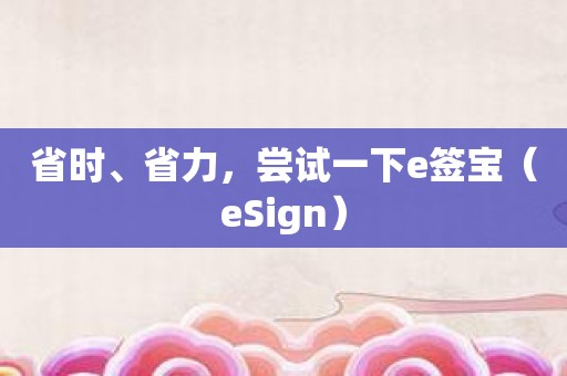 省时、省力，尝试一下e签宝