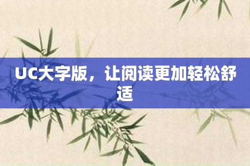 UC大字版，让阅读更加轻松舒适