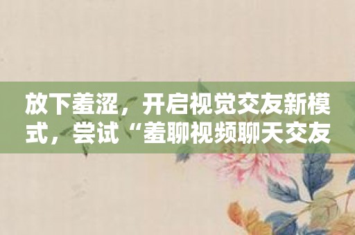 放下羞涩，开启视觉交友新模式，尝试“羞聊视频聊天交友”！