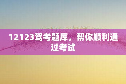 12123驾考题库，帮你顺利通过考试