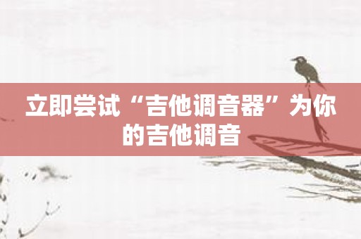 立即尝试“吉他调音器”为你的吉他调音
