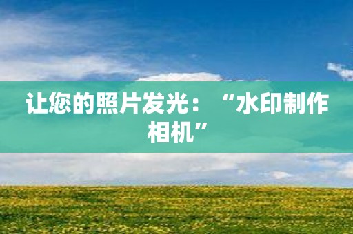 让您的照片发光：“水印制作相机”