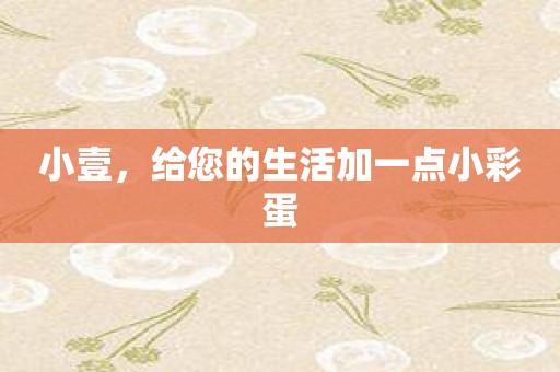 小壹，给您的生活加一点小彩蛋