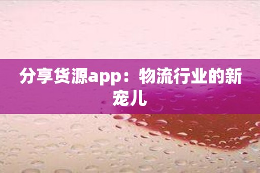 分享货源app：物流行业的新宠儿