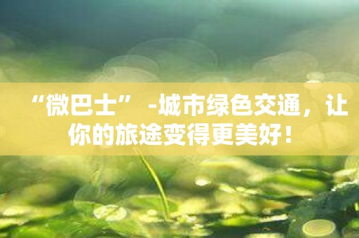 “微巴士” -城市绿色交通，让你的旅途变得更美好！