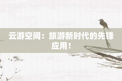 云游空间：旅游新时代的先锋应用！
