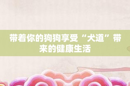 带着你的狗狗享受“犬道”带来的健康生活