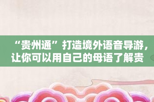 “贵州通”打造境外语音导游，让你可以用自己的母语了解贵州！
