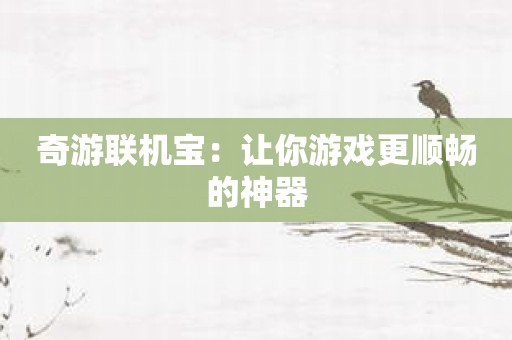 奇游联机宝：让你游戏更顺畅的神器