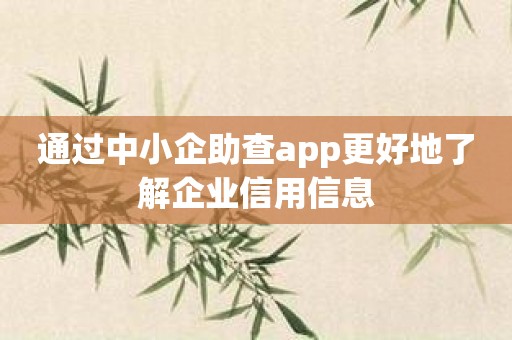 通过中小企助查app更好地了解企业信用信息