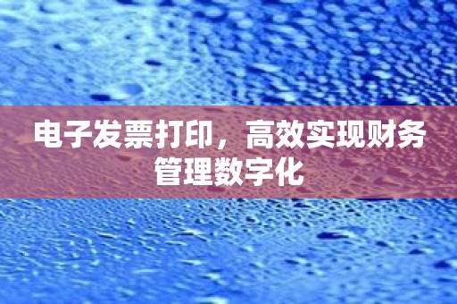 电子发票打印，高效实现财务管理数字化
