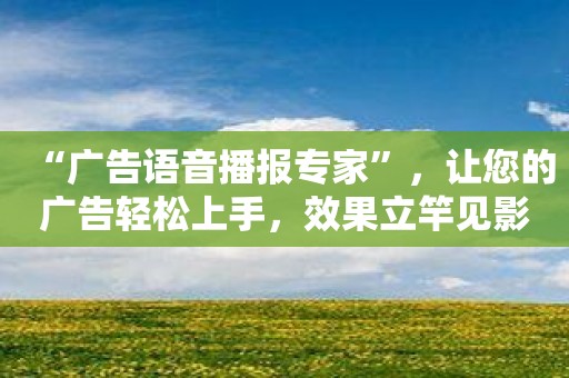 “广告语音播报专家”，让您的广告轻松上手，效果立竿见影！