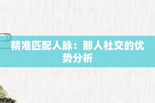 精准匹配人脉：那人社交的优势分析