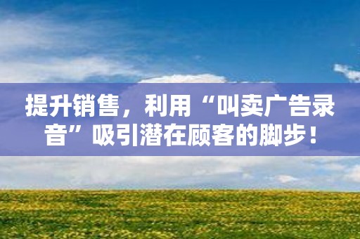 提升销售，利用“叫卖广告录音”吸引潜在顾客的脚步！