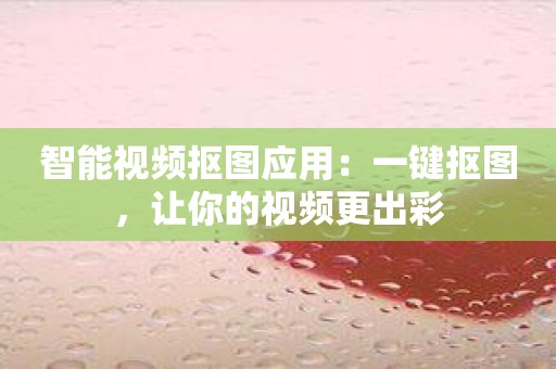 智能视频抠图应用：一键抠图，让你的视频更出彩