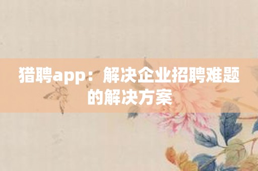 猎聘app：解决企业招聘难题的解决方案