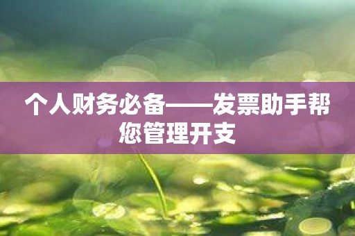 个人财务必备——发票助手帮您管理开支
