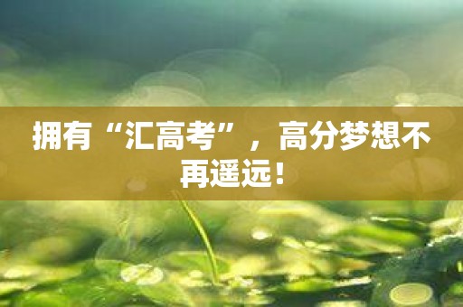 拥有“汇高考”，高分梦想不再遥远！