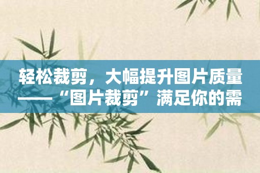 轻松裁剪，大幅提升图片质量——“图片裁剪”满足你的需求