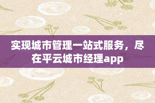实现城市管理一站式服务，尽在平云城市经理app