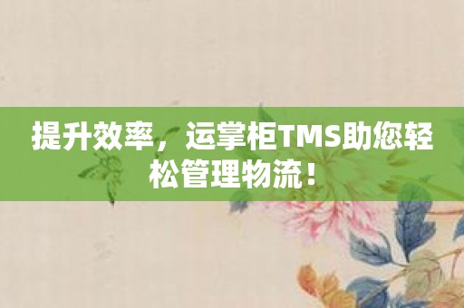 提升效率，运掌柜TMS助您轻松管理物流！