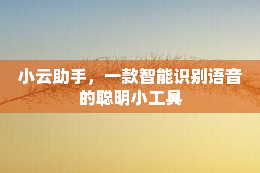 小云助手，一款智能识别语音的聪明小工具