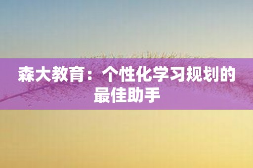 森大教育：个性化学习规划的最佳助手