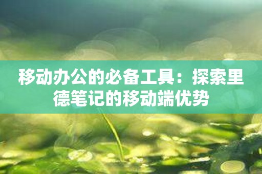移动办公的必备工具：探索里德笔记的移动端优势