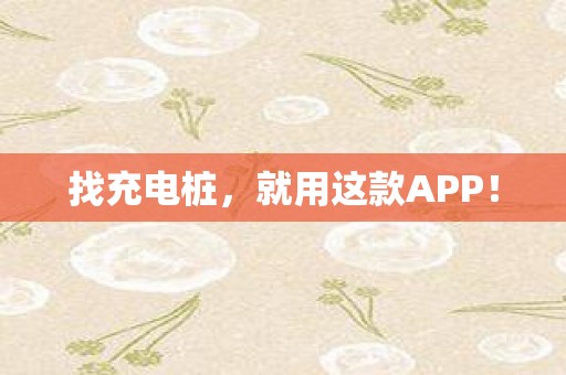 找充电桩，就用这款APP！