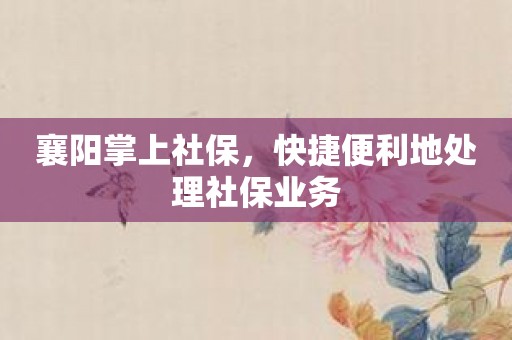 襄阳掌上社保，快捷便利地处理社保业务