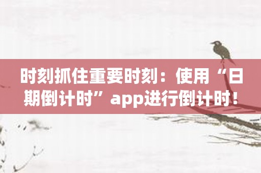 时刻抓住重要时刻：使用“日期倒计时”app进行倒计时！