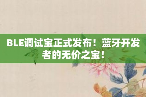 BLE调试宝正式发布！蓝牙开发者的无价之宝！