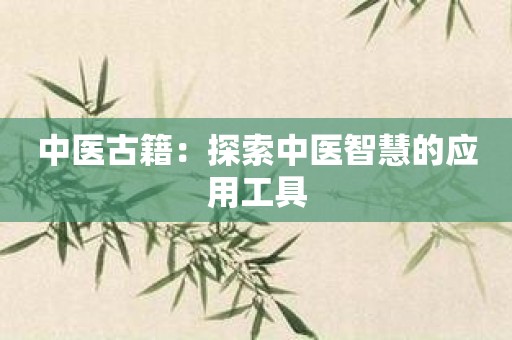 中医古籍：探索中医智慧的应用工具