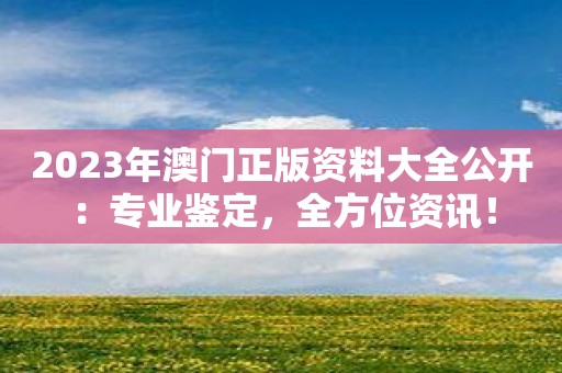 2023年澳门正版资料大全公开：专业鉴定，全方位资讯！