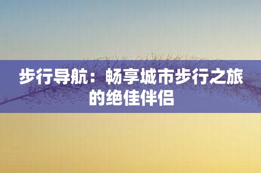 步行导航：畅享城市步行之旅的绝佳伴侣