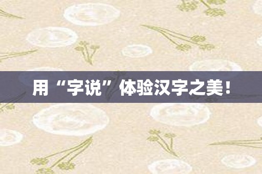 用“字说”体验汉字之美！