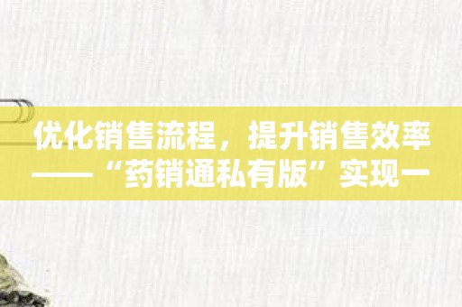 优化销售流程，提升销售效率——“药销通私有版”实现一站式管理