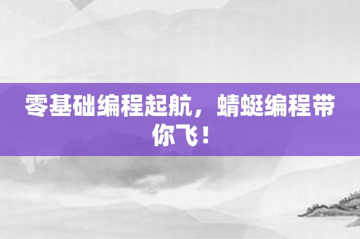 零基础编程起航，蜻蜓编程带你飞！