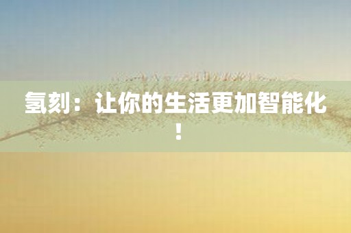 氢刻：让你的生活更加智能化！