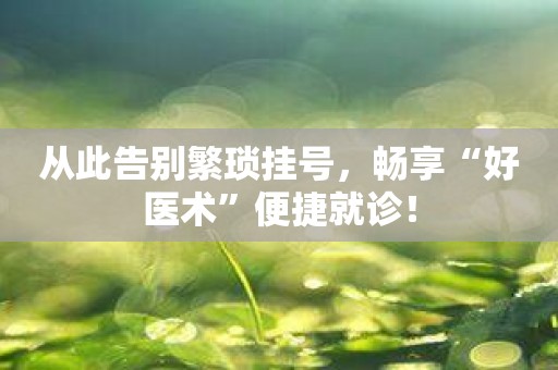 从此告别繁琐挂号，畅享“好医术”便捷就诊！