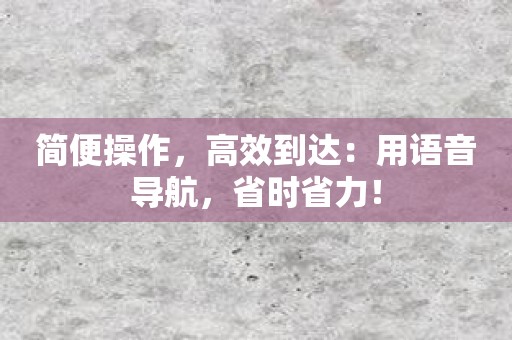 简便操作，高效到达：用语音导航，省时省力！
