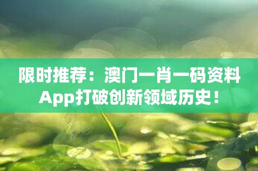 限时推荐：澳门一肖一码资料App打破创新领域历史！