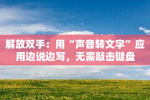 解放双手：用“声音转文字”应用边说边写，无需敲击键盘